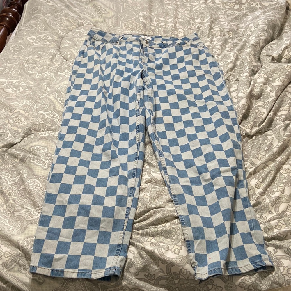 Forever 21 checkered boyfriend jeans